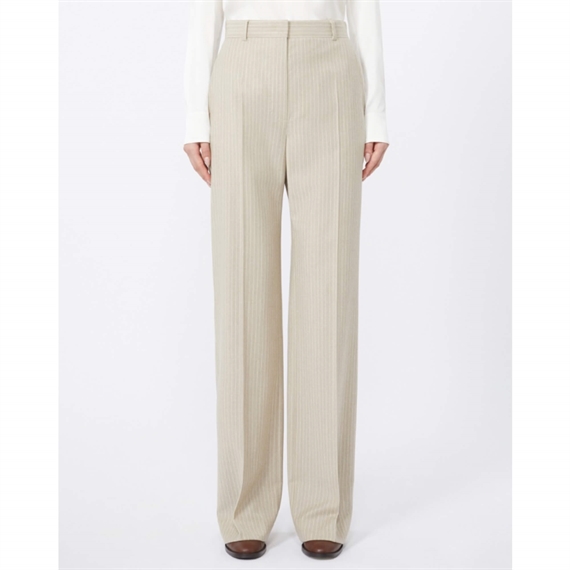 Max Mara Studio Medium Bukser, Beige Pinstripes